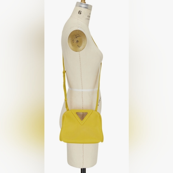 Bottega Veneta The Point Triangle Yellow Mustard Calf Leather Small Crossbody - Picture 12 of 12